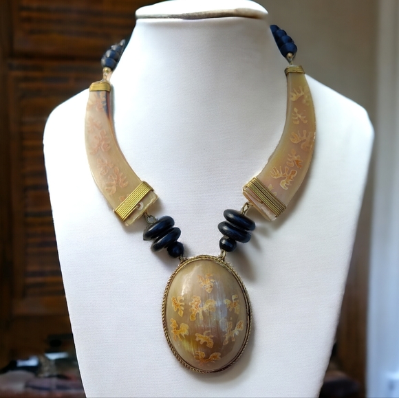 Antique tribal bone and horn Berber necklace